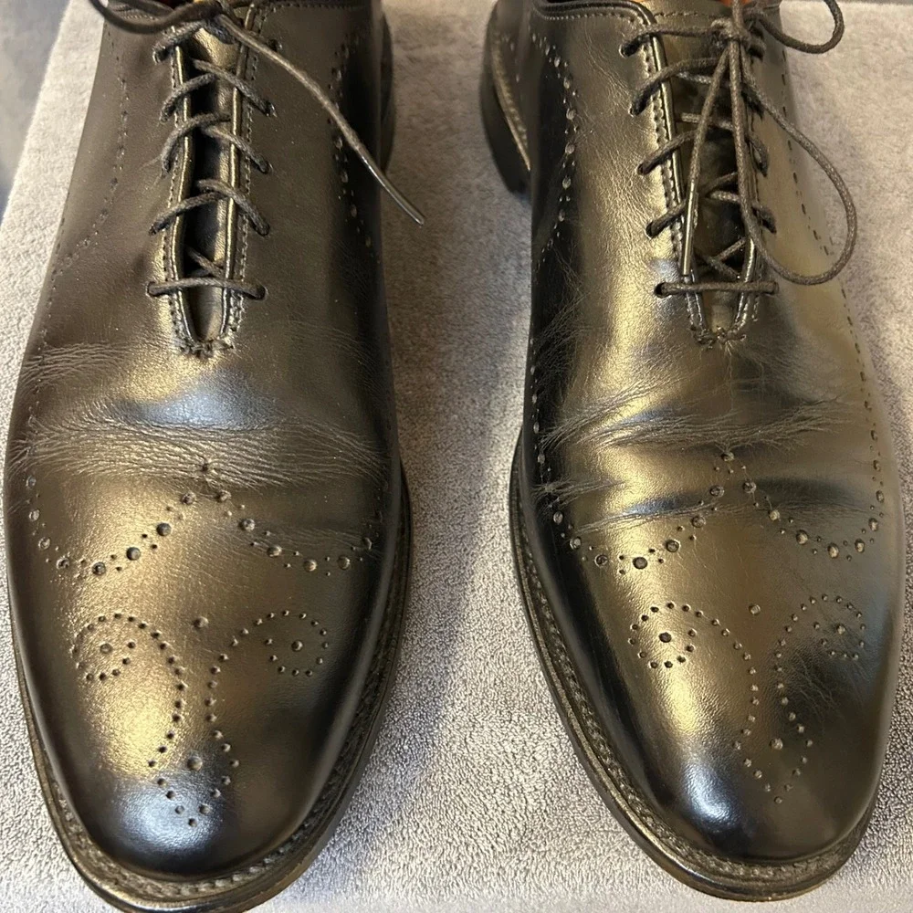 Allen Edmonds Fairfax Medallion Toe Mens 11 D Oxford Black Lace Up Dress Shoes